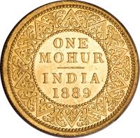 reverse of 1 Mohur - Victoria (1877 - 1891) coin with KM# 496 from India.