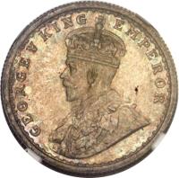 obverse of 1/2 Rupee - George V (1911) coin with KM# 521 from India. Inscription: GEORGE V KING EMPEROR