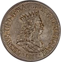 obverse of 1 Tollero - Cosimo III (1670 - 1705) coin with KM# 16 from Italian States. Inscription: COSMVS III MAG · DVX · ETRVRIAE VI