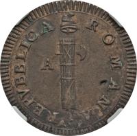 obverse of 2 Baiocchi (1798) coin with KM# 6 from Italian States. Inscription: REPVBBLICA ROMANA