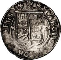 obverse of 2 Reales - Carlos I - KAROLVS ET IOHANA (1542 - 1555) coin with MB# 12 from Mexico. Inscription: CAROLVS:ET:IOHANA:REGS M O