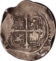 reverse of 8 Reales - Felipe III (1607 - 1621) coin with KM# 44 from Mexico. Inscription: HISPANIARVM · ET · INDIARVM · REX