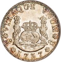 reverse of 2 Reales - Felipe V (1732 - 1741) coin with KM# 84 from Mexico.