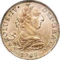 obverse of 8 Reales - Carlos IV (1789 - 1790) coin with KM# 107 from Mexico.