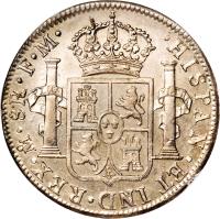 reverse of 8 Reales - Carlos IV (1789 - 1790) coin with KM# 107 from Mexico.