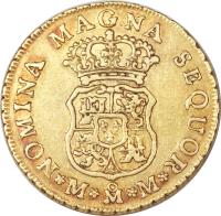 reverse of 2 Escudos - Fernando VI (1748 - 1756) coin with KM# 126 from Mexico.