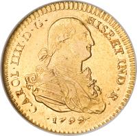 obverse of 2 Escudos - Carlos IV (1791 - 1808) coin with KM# 132 from Mexico.