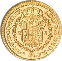 reverse of 2 Escudos - Carlos IV (1791 - 1808) coin with KM# 132 from Mexico.