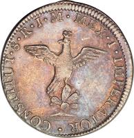 reverse of 8 Reales - Agustin I Iturbide (1822) coin with KM# 304 from Mexico. Inscription: MEX · I · IMPERATOR · CONSTITUT · 8 · R · I · M ·