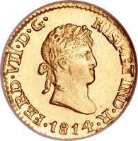 obverse of 1/2 Escudo - Fernando VII (1814 - 1820) coin with KM# 112 from Mexico.