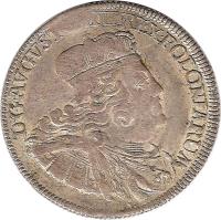 obverse of 8 Groschen - Augustus III (1753 - 1762) coin with KM# 156 from Polish–Lithuanian Commonwealth. Inscription: DG.AVGVSTVS III REX.POLONIARUM