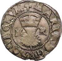 obverse of 1 Bawbee - Mary I (1542 - 1558) coin with SP# 5432 from Scotland. Inscription: MARIA . D .G . REGINA . SCOTOR .