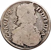 obverse of 1 Merk - Charles II (1664 - 1674) coin with SP# 5611 from Scotland. Inscription: CAROLVS · 	II · DEI · GRA ·