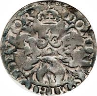 reverse of 1/10 Ecu - Felipe II (1555 - 1598) coin with GH# 213 from Spanish Netherlands. Inscription: Dominv mihi. divtor.