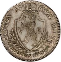 obverse of 4 Franken (1812) coin with KM# 9 from Swiss cantons. Inscription: CANTON APPENZELL 1812. V R IEDEM DAS SEINIGE