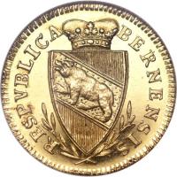 obverse of 1 Ducat - Trade Coinage (1794) coin with KM# 148 from Swiss cantons. Inscription: RESPVBLICA BERNENSIS