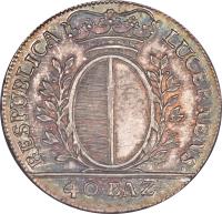 obverse of 40 Batzen (1796) coin with KM# 93 from Swiss cantons. Inscription: RESPUBLICA LUCERNENSI. 4O.BAZ.