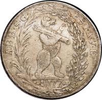 reverse of 1 Thaler - Beda Angehrn (1777 - 1779) coin with KM# 29 from Swiss cantons. Inscription: ABB · S · G · 	E · S · I · A · V · E · 1777