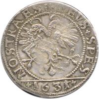 reverse of 1 Dicken (1626 - 1635) coin with KM# 42 from Swiss cantons. Inscription: DEVS SPES	NOSTRA EST 1631