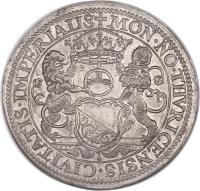 obverse of 1 Thaler (1556) coin with DAV# 8783 from Swiss cantons. Inscription: MON · NO · THVRICENSIS · CIVITATIS · IMPERIALIS