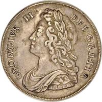 obverse of 1/2 Crown - George II (1731 - 1741) coin with KM# 574 from United Kingdom. Inscription: GEORGIUS II DEI GRATIA