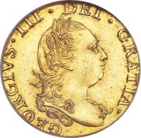 obverse of 1/2 Guinea - George III (1775 - 1786) coin with KM# 605 from United Kingdom. Inscription: GEORGIVS · III · DEI · GRATIA ·