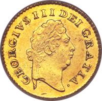 obverse of 1/3 Guinea - George III (1797 - 1800) coin with KM# 620 from United Kingdom. Inscription: GEORGIVS III DEI GRATIA.