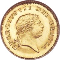 obverse of 1/3 Guinea - George III (1804 - 1813) coin with KM# 650 from United Kingdom. Inscription: GEORGIVS III DEI GRATIA