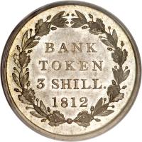 reverse of 3 Shillings - George III - Bank Token (1812 - 1816) coin with KM# Tn5 from United Kingdom. Inscription: BANK TOKEN 3 SHILL. 1812