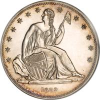 obverse of 1 Dollar - Gobrecht Dollar (1836 - 1838) coin with KM# 59a from United States. Inscription: LIBERTY 1838