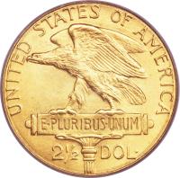 reverse of 2 1/2 Dollars - PanamaPacific Exposition (1915) coin with KM# 137 from United States. Inscription: UNITED STATES OF AMERICA E · PLURIBUS · UNUM 2½	DOL ·