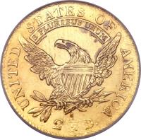 reverse of 2 1/2 Dollars - Turban Head Quarter Eagle (1808) coin with KM# 40 from United States. Inscription: UNITED STATES OF AMERICA E PLURIBUS UNUM 2 1/2 D