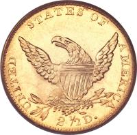 reverse of 2 1/2 Dollars - Classic Head Quarter Eagle (1834 - 1839) coin with KM# 56 from United States.