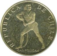 obverse of 2 Escudos (1971) coin with KM# 198 from Chile. Inscription: REPUBLICA DE CHILE