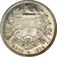 obverse of 4 Reales (1894) coin with KM# 168 from Guatemala.