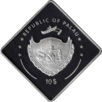 obverse of 10 Dollars - HMAS Australia (2011) coin with KM# 369 from Palau. Inscription: REPUBLIC OF PALAU 10$