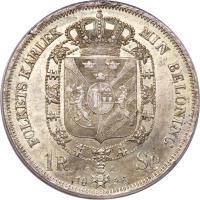 reverse of 1 Riksdaler Specie - Carl XIV Johan (1831 - 1842) coin with KM# 632 from Sweden.