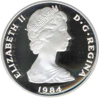 obverse of 10 Crowns - Elizabeth II - Javelin (1984) coin with KM# 58 from Turks and Caicos Islands. Inscription: ELIZABETH II D · G · REGINA 1984