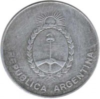 obverse of 100 Australes (1990 - 1991) coin with KM# 103 from Argentina. Inscription: REPUBLICA ARGENTINA