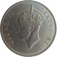 obverse of 1 Shilling - George VI (1948 - 1952) coin with KM# 31 from British East Africa. Inscription: GEORGIVS SEXTVS · REX