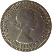 obverse of 1 Shilling - Elizabeth II - Scottish crest; With BRITT:OMN; 1'st Portrait (1953) coin with KM# 891 from United Kingdom. Inscription: + ELIZABETH II DEI GRATIA BRITT:OMN:REGINA