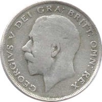 obverse of 1/2 Crown - George V (1920 - 1926) coin with KM# 818a from United Kingdom. Inscription: GEORGIVS V DEI GRA: BRITT: OMN: REX