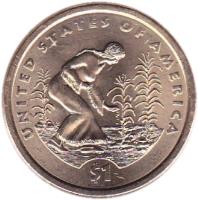 reverse of 1 Dollar - Native American Planting Crops - Sacagawea Dollar (2009) coin with KM# 467 from United States. Inscription: UNITED STATES OF AMERICA $1