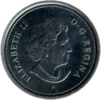 obverse of 25 Cents - Elizabeth II - Alberta (2005) coin with KM# 530 from Canada. Inscription: ELIZABETH II D · G · REGINA P