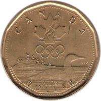 reverse of 1 Dollar - Elizabeth II - Lucky Loonie (2004) coin with KM# 513 from Canada. Inscription: CANADA 2004 RRC DOLLAR