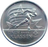 reverse of 25 Cents - Elizabeth II - Cindy Klassen (2009) coin with KM# 1065 from Canada. Inscription: CINDY 2006 KLASSEN