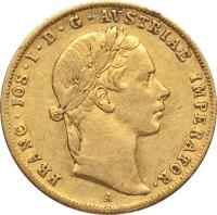 obverse of 1 Ducat - Franz Joseph I - Trade Coinage (1852 - 1859) coin with KM# 2263 from Austria.