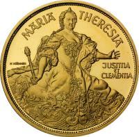 obverse of 1000 Schilling - Maria Theresa - 1000 Years of Austria (1993) coin with KM# 3013 from Austria. Inscription: MARIA THERESIA JUSTITIA ET CLEMENTIA