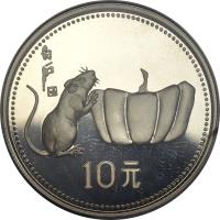 reverse of 10 Yuan - Lunar Year Silver Bullion (1984) coin with KM# 93 from China.