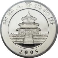 obverse of 100 Yuan - Panda Palladium Bullion (2005) coin with KM# 1590 from China. Inscription: 2005